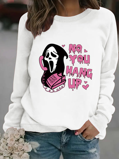 Long sleeved round neck Reaper phone print pullover sweatshirt sweatshirt sweatshirt