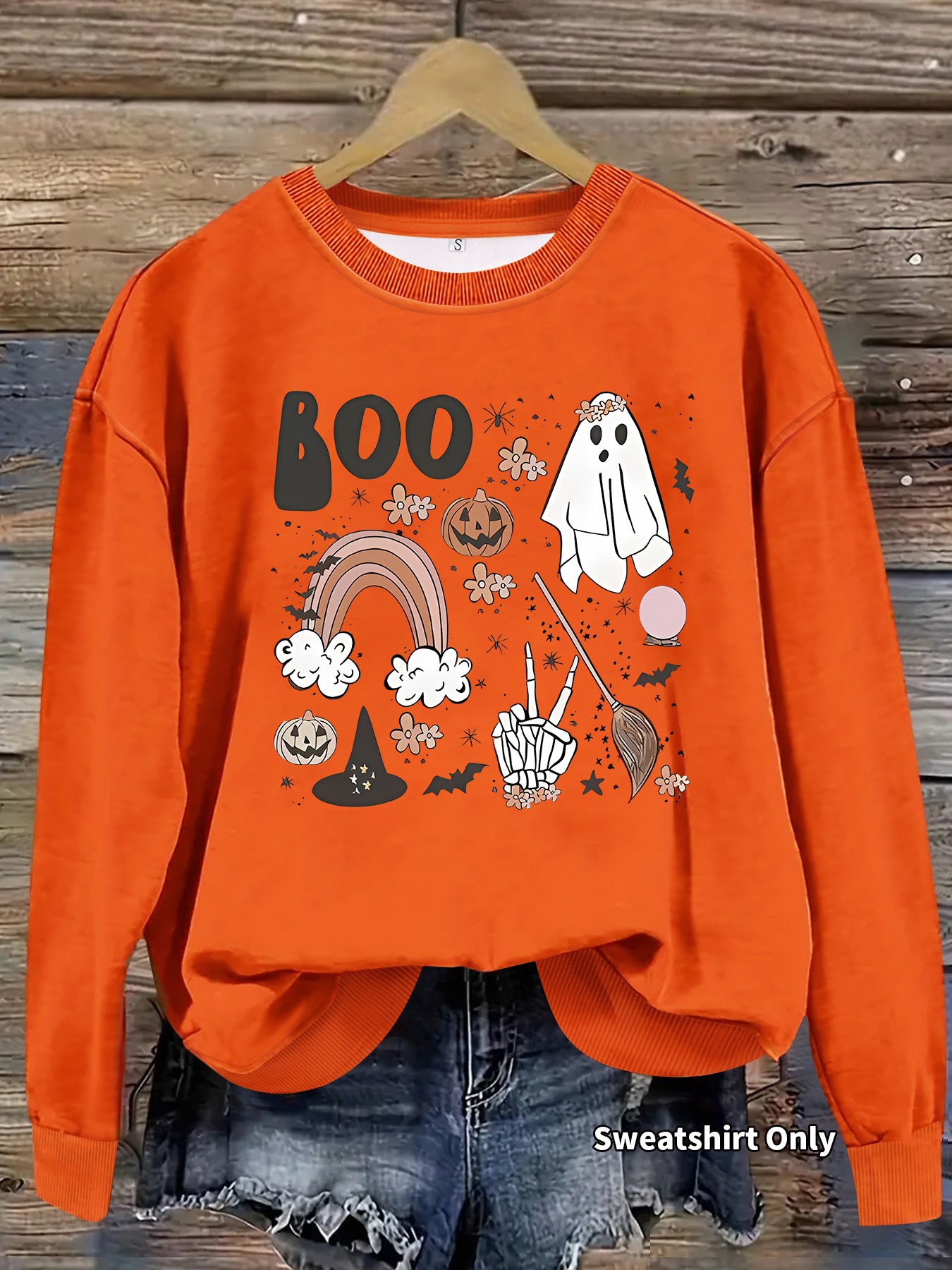 Round neck hoodie women's spring and autumn Halloween print