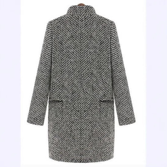 Mid to long autumn and winter houndstooth coat