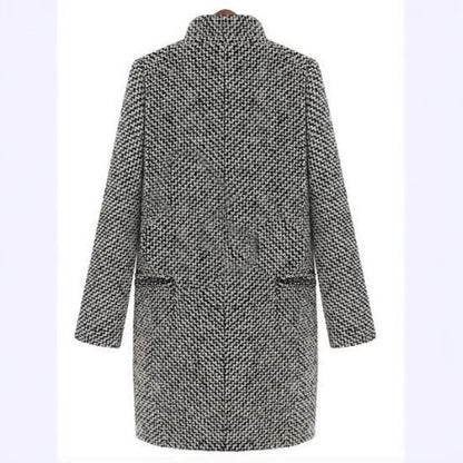 Mid to long autumn and winter houndstooth coat