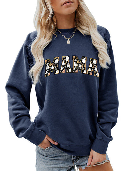 Back collar fleece hoodie round neck MAMA Halloween