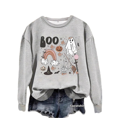 Round neck hoodie women's spring and autumn Halloween print