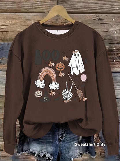 Round neck hoodie women's spring and autumn Halloween print