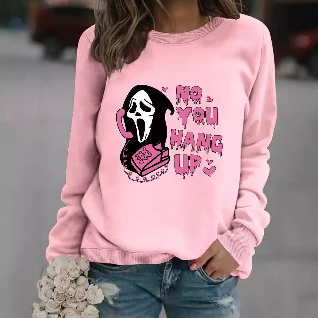Long sleeved round neck Reaper phone print pullover sweatshirt sweatshirt sweatshirt
