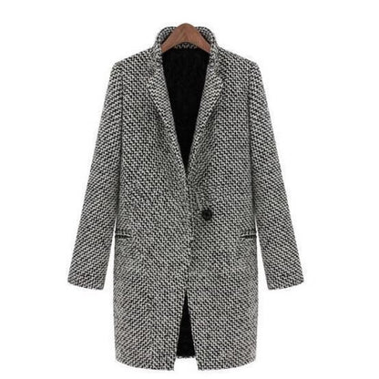 Mid to long autumn and winter houndstooth coat