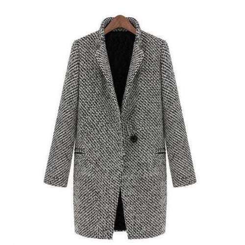 Mid to long autumn and winter houndstooth coat