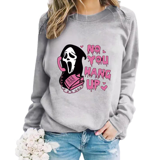 Long sleeved round neck Reaper phone print pullover sweatshirt sweatshirt sweatshirt