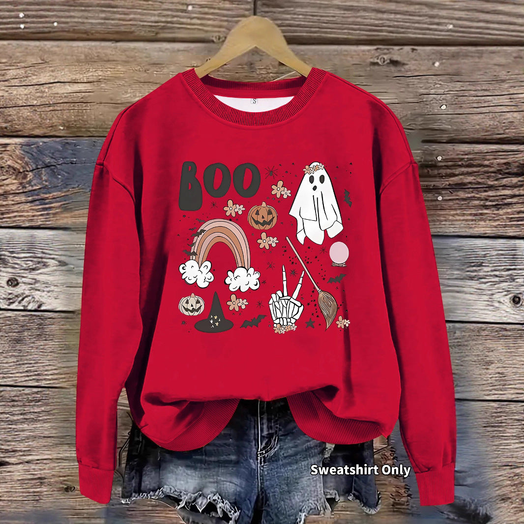 Round neck hoodie women's spring and autumn Halloween print